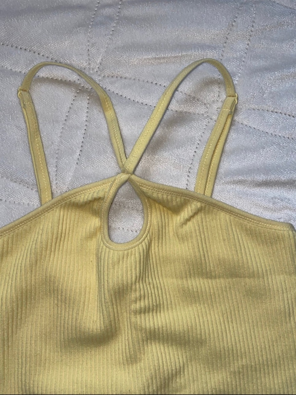 BKE Yellow Ribbed Crop Tank - Picture 2 of 5